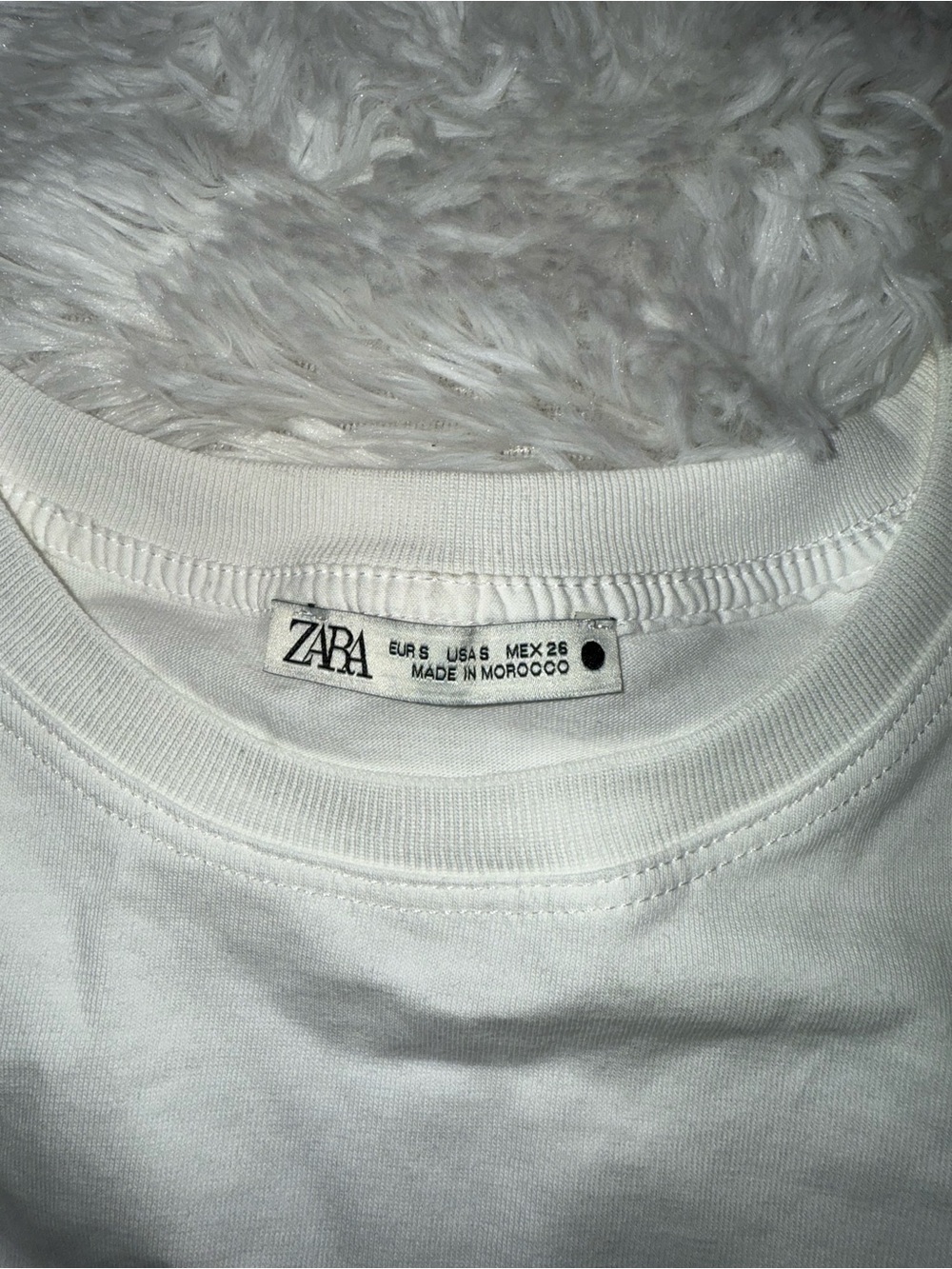 Zara White Shoulder pad Crewneck Top - Picture 4 of 4